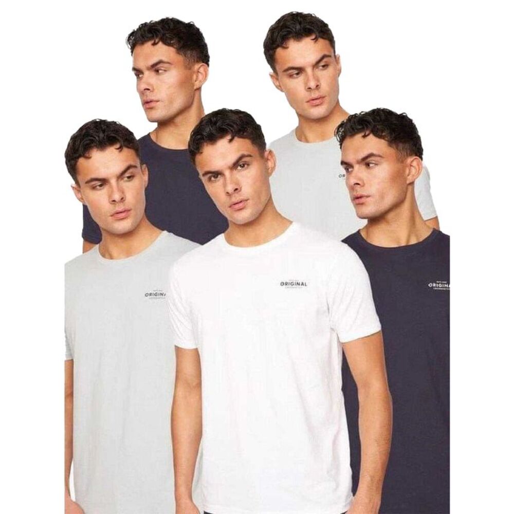 Crosshatch Mens Bailtee Logo Cotton T-Shirt (Pack of 5) / Multicolored